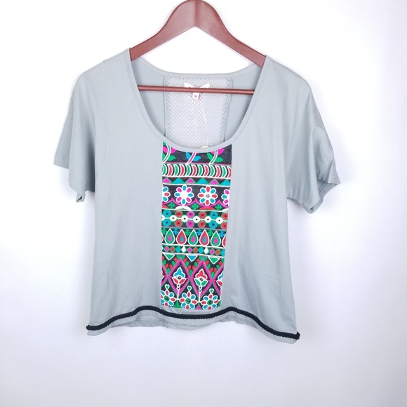 Soho Tops - SoHo Chick New Gray Embroided Top M